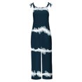 thumbnail image 4 of Usmixi Jumpsuits for Women Fashion Loose Wide Leg Adjustable Strap Cotton Linen Pocket Baggy Jumpsuits Overalls Summer Formal Striped Print Crewneck Sleeveless Long Rompers Navy s, 4 of 4