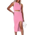 thumbnail image 1 of Vestido PRETTYGARDEN de Verano Rosa Midi Ajustado con Corte XL, 1 of 5