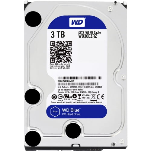 WD Blue 3TB Desktop Hard Disk Drive - 5400 RPM SATA 6 Gb/s 64MB Cache 3.5  Inch - WD30EZRZ