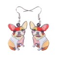 thumbnail image 1 of Abstract Red Mosaic Dog Drop Earrings, 1 of 1