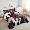 thumbnail image 4 of Bear Comforter Set Full Size,Deer Hunting Woodland Camping Rustic Cabin Bedding Set Adult,Red Black Geometric Plaid Patchwork Down Comforter,Farmhouse Pine Trees Xmas Duvet Insert, 4 of 6