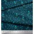 thumbnail image 2 of Soimoi polyester Crepe Fabric Leaves & Blue Flower Floral Decor Fabric Printed Yard 52 Inch Wide, 2 of 3