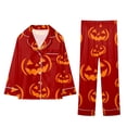 thumbnail image 2 of mgoYE Halloween Family Matching Pajamas Set Button Down Pumpkin Print, 2 of 9