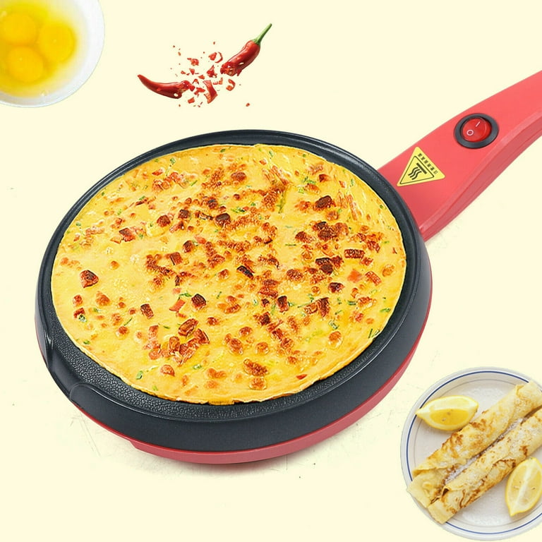 OUKANING 7'' Electric Non-Stick Crepe Maker Baking One-button Griddle Pancake  Pan Frying Griddle Machine 600W with Tray for Kids 