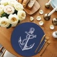 thumbnail image 2 of Nautical Anchor Round 13 Inch Placemats Set of 8, Navy Blue Coastal Marine Minimalist Rope HeatResistant Non Slip Place Mats for Dining Table, Wipeable Braided Kitchen Table Mats for Housewarming, 2 of 9