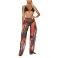 thumbnail image 3 of KOMOO Women Sheer Stretch Pants Leopard Serpentine High Waist Tight Trousers Side Tassel Pants, 3 of 9