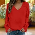 thumbnail image 2 of RongHuan Sweatshirt for Women Raglan Long Sleeve V Neck Pullover Sweat Shirts Ladies Fall Lightweight Casual Going Out Tops, 2 of 7