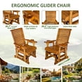 thumbnail image 4 of Fortune Candy 1 Person Wood Patio Glider with Cup Holders and Deep Contoured Seat, Heavy Duty 600 lbs, 4 of 6