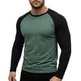 thumbnail image 2 of ZACPNCV Men Raglan Long Sleeve T-Shirts Crew Neck Color Block Contrast Slim Fit Casual Basic Tee Shirts Mens Soft Sports Pullover Tops Olive Green, 2 of 6