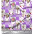 thumbnail image 1 of Soimoi Modal Satin Fabric Leaves & Flower Floral Print Fabric by The Yard 42 Inch Wide, 1 of 3