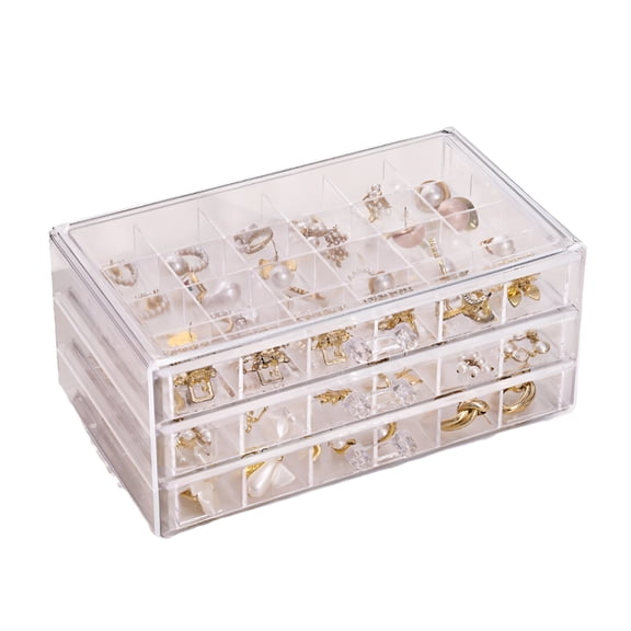 XIBUFE Transparent Jewelry Storage Box Large Capacity 72 Grids Dustproof Stackable Earrings Rings Container Jewelry Organizer
