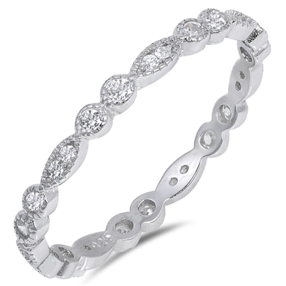 Clear Cubic Zirconia Stackable Ring Sterling Silver