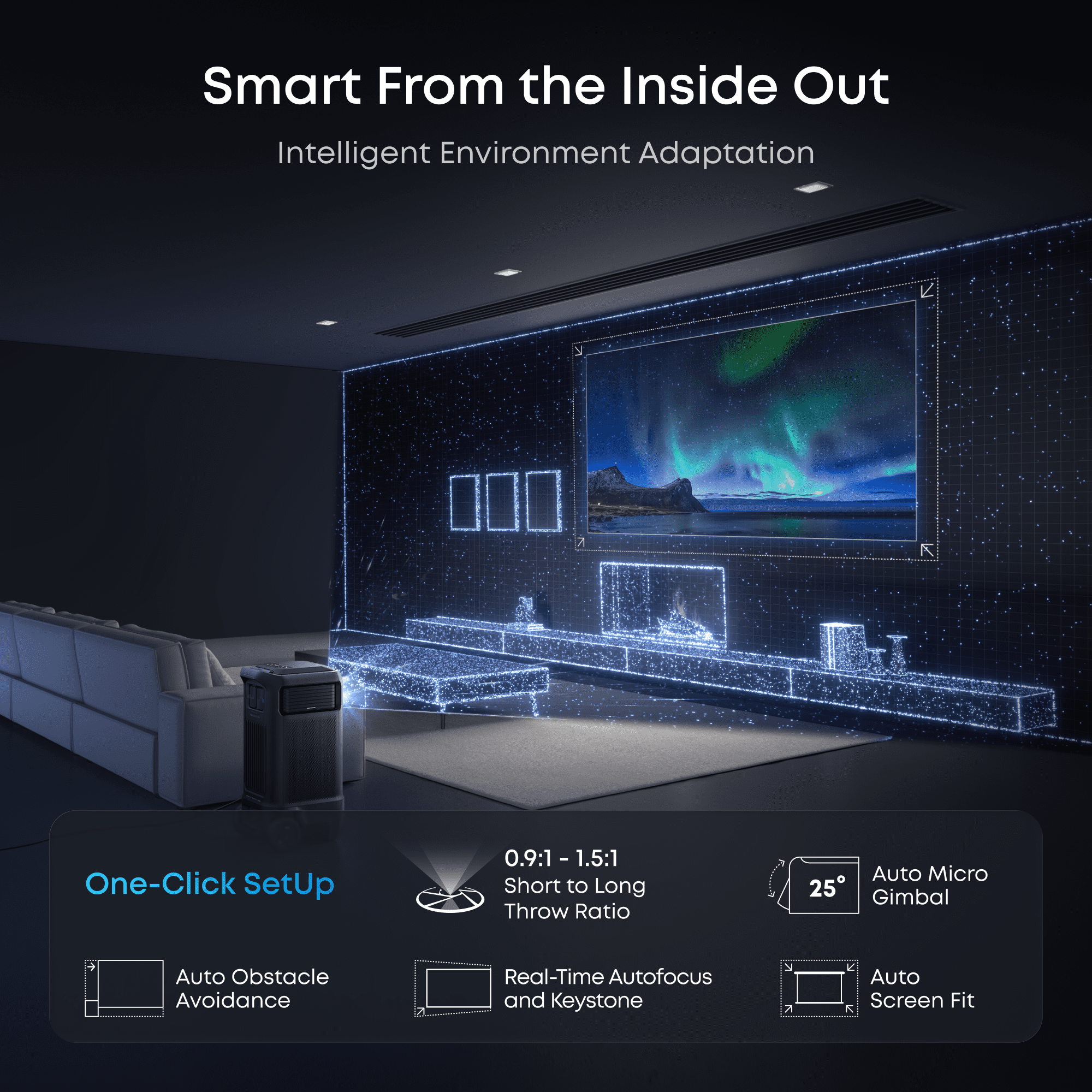 Soundcore Nebula X1 Pro 4K Outdoor Projector, Triple Laser, 3500 ANSI Lumens, Spatial Sound, 56000:1 Contrast, Optical Zoom
