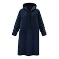 thumbnail image 2 of Teissuly Women's Hooded Sweater Dress Women's Spring And Winter New Solid Color Loose Lazy Style Extended Knee Length Skirt, 2 of 4