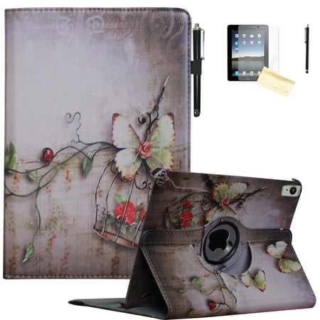 JYtrend Case for iPad Air 11-inch (M2 2024 6th Gen), iPad Air 5 /Air 4 10.9 Inch, Rotating Stand Smart Magnetic for iPad Air 6 5th 4th Generation A2588 A2589 A2316 A2324 A2072 A2325 (Butterfly Flower)