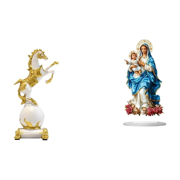 Figura de escritorio,Estantería con estatua de caballo para escritorio,oficina y decoración del hogar.,Figura decorativa de escritorio de resina para decoración del hogar,Letrero de