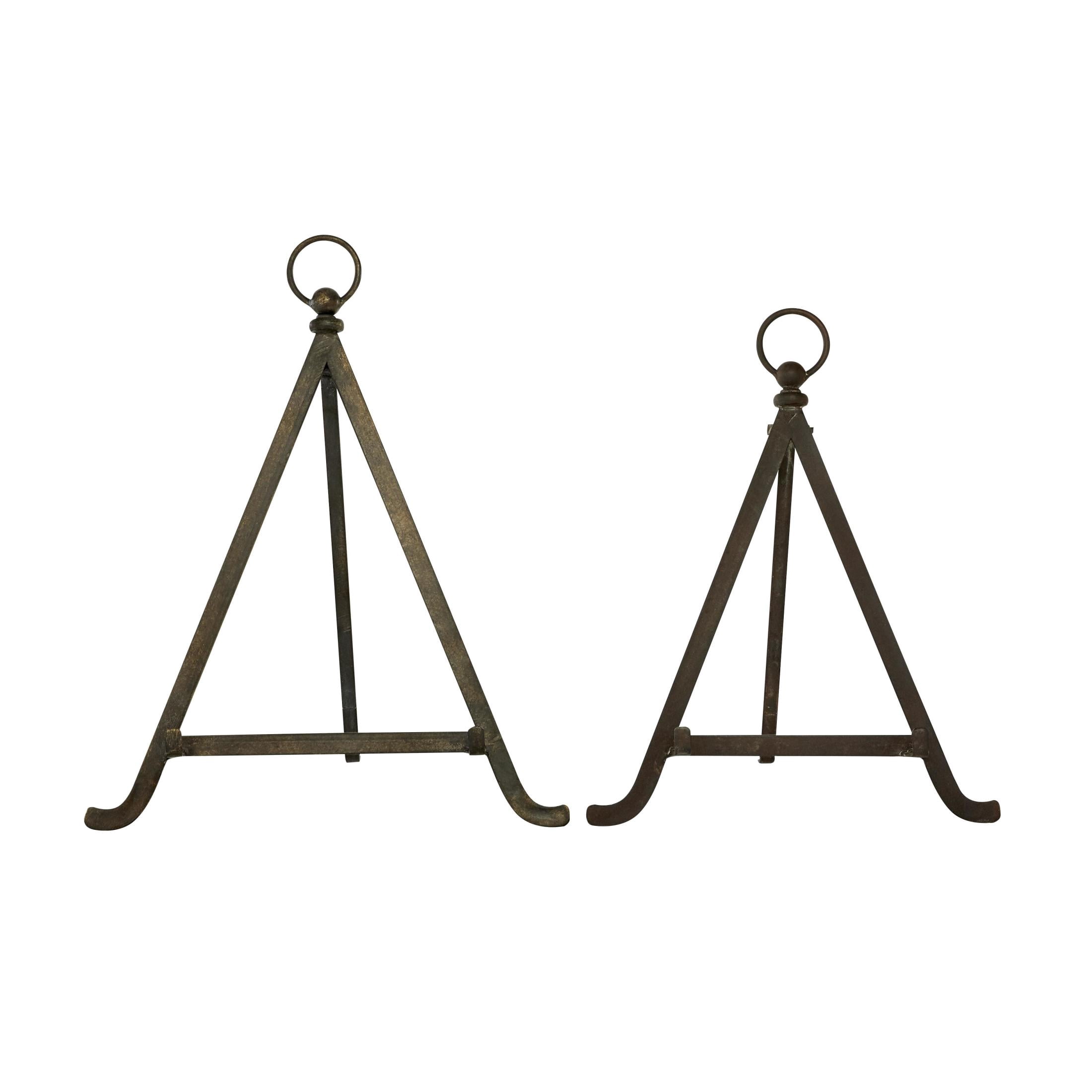 DecMode 13", 15"H Bronze Metal Tabletop Triangle Easel with Foldable Stand, 2-Pieces