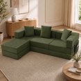 thumbnail image 2 of Timbernest 108" Modular L-Shaped Corduroy Couch for Living Room, Convertible Sectional Sofa with Cup Holders and Side Pockets, Green, 2 of 7