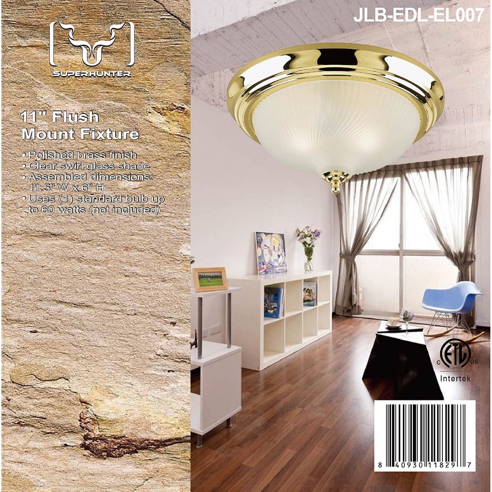 SUPERHUNTER 11.5" Polished Brass Flush Mount Light