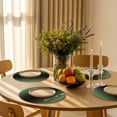 thumbnail image 5 of Green Black Ombre Round Placemats Set of 6 for Dinning Tables,Heat-proof Braided Table Mats 15 Inch,Modern Gradient Abstract Art Washable Place Mat for Kitchen Restaurant Party Decor Table Setting, 5 of 9