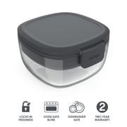Bentgo All-in-One Glass Salad Container 5-Compartment Dark Gray 61 oz or 7.6Cups. (BGLASSAL-DG), Designed to Help with Packed Lunches and Daily Commutes