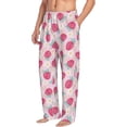 thumbnail image 2 of Uemuo Floral Strawberr Pattern Men's Wide Leg Palazzo Lounge Pants with Pockets Light Weight Loose Comfy Casual Pajama Pants-Small, 2 of 9