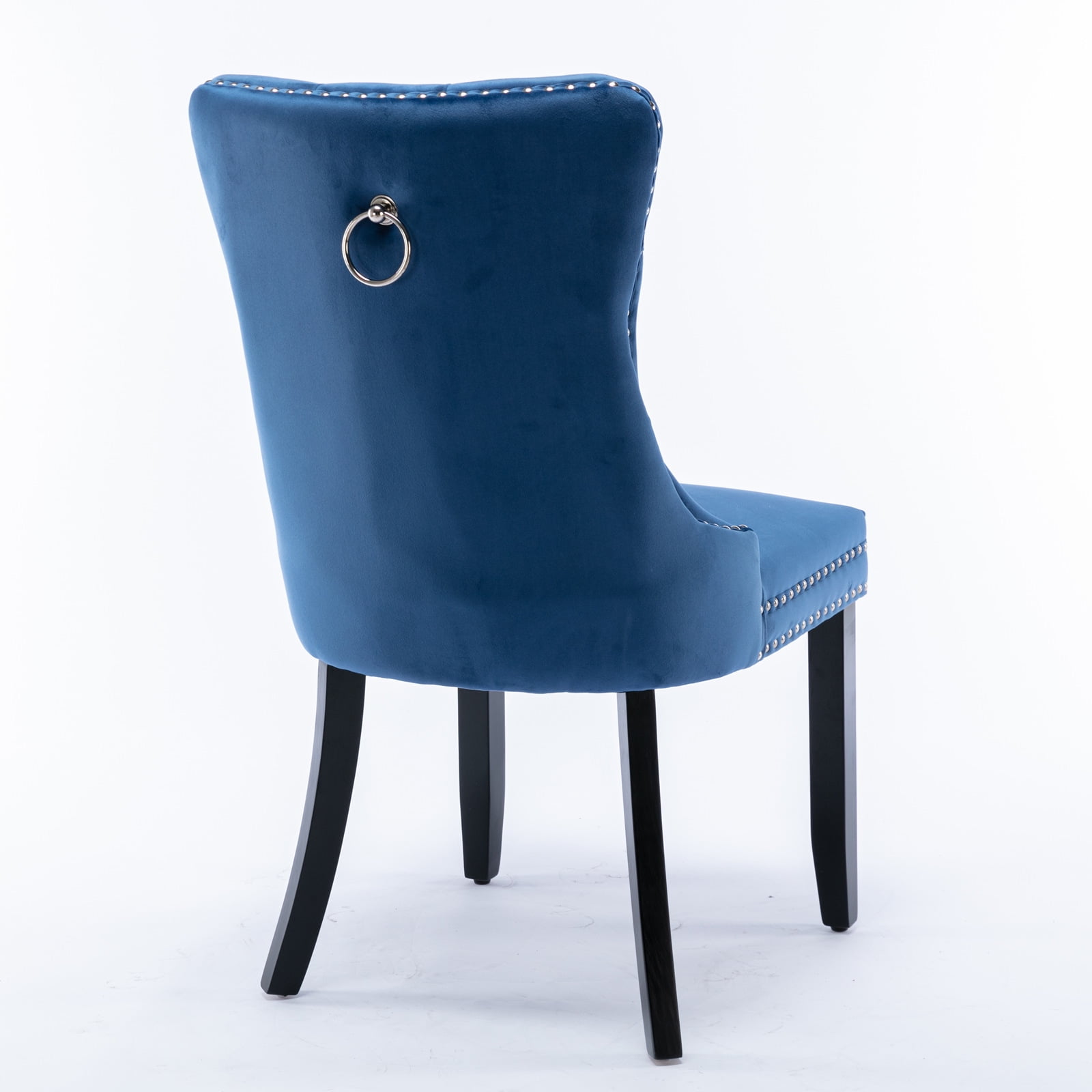 Resenkos Upholstered Tufted Dining Chairs Set of 2 with Nail Head Decor, Blue Velvet Fabric