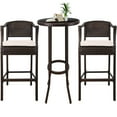 Outdoor High Top Table and Chair, Patio Furniture High Top Table Set with Glass Coffee Table