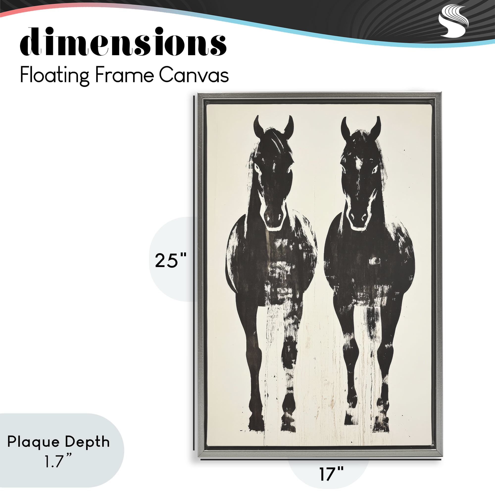 Stupell Industries Silhouetted Horse Couple Gray Framed Floater Canvas Wall Art, design by Petal Prints Design