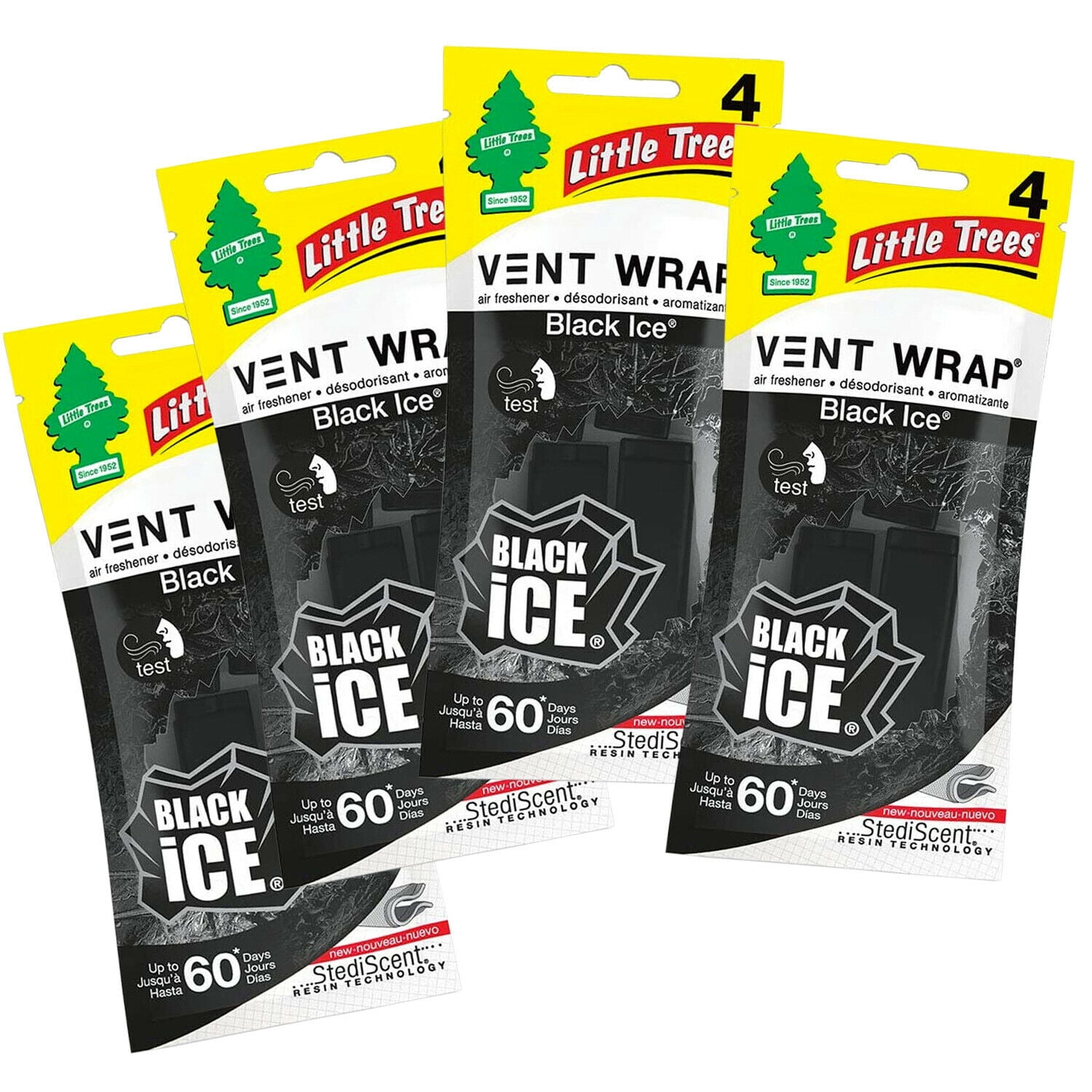 Little Trees Vent Wrap Air Freshener 4PACKS (Black Ice)