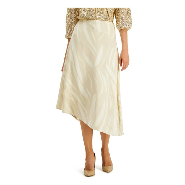 Alfani Womens Beige Zippered Printed Midi A Line Wear to Work Skirt Size 16 Walmart