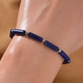 thumbnail image 2 of One Time Only Lapis Lazuli 22.50 ctw Barrel Shape Paper Clip Chain Bracelet 8.009.50In in Stainless Steel Christmas Gifts, 2 of 7
