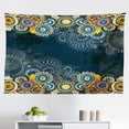 thumbnail image 1 of Psychedelic Tapestry, Round Flowers Floral Patterns Surreal Motif Boho Hippie Style Image, Fabric Wall Hanging Decor for Bedroom Living Room Dorm, 2 Sizes, Teal Orange, by Ambesonne, 1 of 1