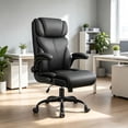 thumbnail image 4 of Silla de oficina, ergonómica, grande y alta, silla de computadora de computadora, silla ejecutiva de piel transpirable con respaldo alto ajustable y apoyabrazos abatibles, soporte lumbar, 4 of 6