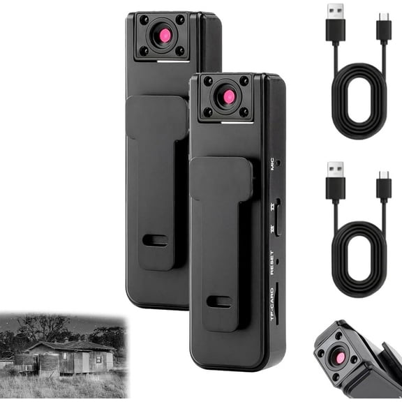 Ultra hd 2-in-1 Sports Video Audio Recorder, Full HD 1080P Body Camera, 32G Storage, IR Night Vision, Wide Angle, 5H Long Battery, Clip-On Body Wearable Cam (2Pcs)