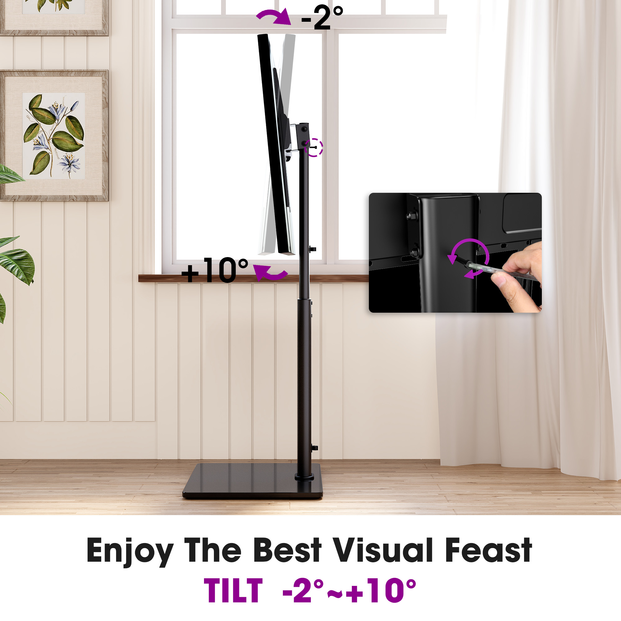 Modern Swivel Floor TV Stand up to 65 inch Tv,Black