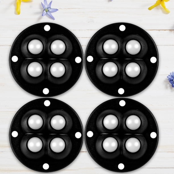 4 Uds Mini ruedas giratorias sin ruido ruedas pequeñas autoadhesivas (Cuenta de acero negro)