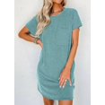 thumbnail image 4 of Lucoss Robe T-Shirt Mini à Manches Courtes Col Rond Décontractée d'Été pour Femmes, S-2TG, 4 of 5