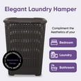 thumbnail image 3 of Superio 60L Large Wicker Plastic Laundry Hamper with Lid Root Beer Brown 2 Pack, 3 of 8