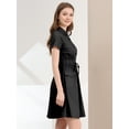 thumbnail image 4 of INSPIRE CHIC Women's Fit and Flare Collar Pocket Elastic Waist Mini Dress, 4 of 6