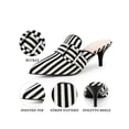 thumbnail image 4 of BLISSFUL STEP Women's Buckle Stripe Stiletto Heel Slip on Slide Mules Black (Size 8), 4 of 7