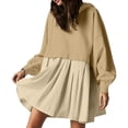 thumbnail image 4 of Idoravan Women's Dresses Womens Plus Size Fashion Women's Casual Over Sized Sweatshirt Long Sleeve Hooded Sweatshirt Dress Round-Neck Ladies Mini Dresses Beige XXL, 4 of 7
