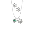 thumbnail image 2 of Delight Jewelry Silvertone Crystal Green Spinner Silver tone Snowflake Charm Necklace and Stud Earrings, 2 of 4
