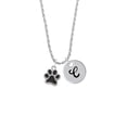 thumbnail image 2 of Delight Jewelry Silvertone Medium Black Paw Silvertone Script Initial Disc - C - Charm Necklace, 20"+3", 2 of 4