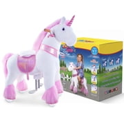 PonyCycle Ride-On Unicorn Toy with Sound and Hand Brake, Kid-Powered, Ages 4-7, Pink, Ux402