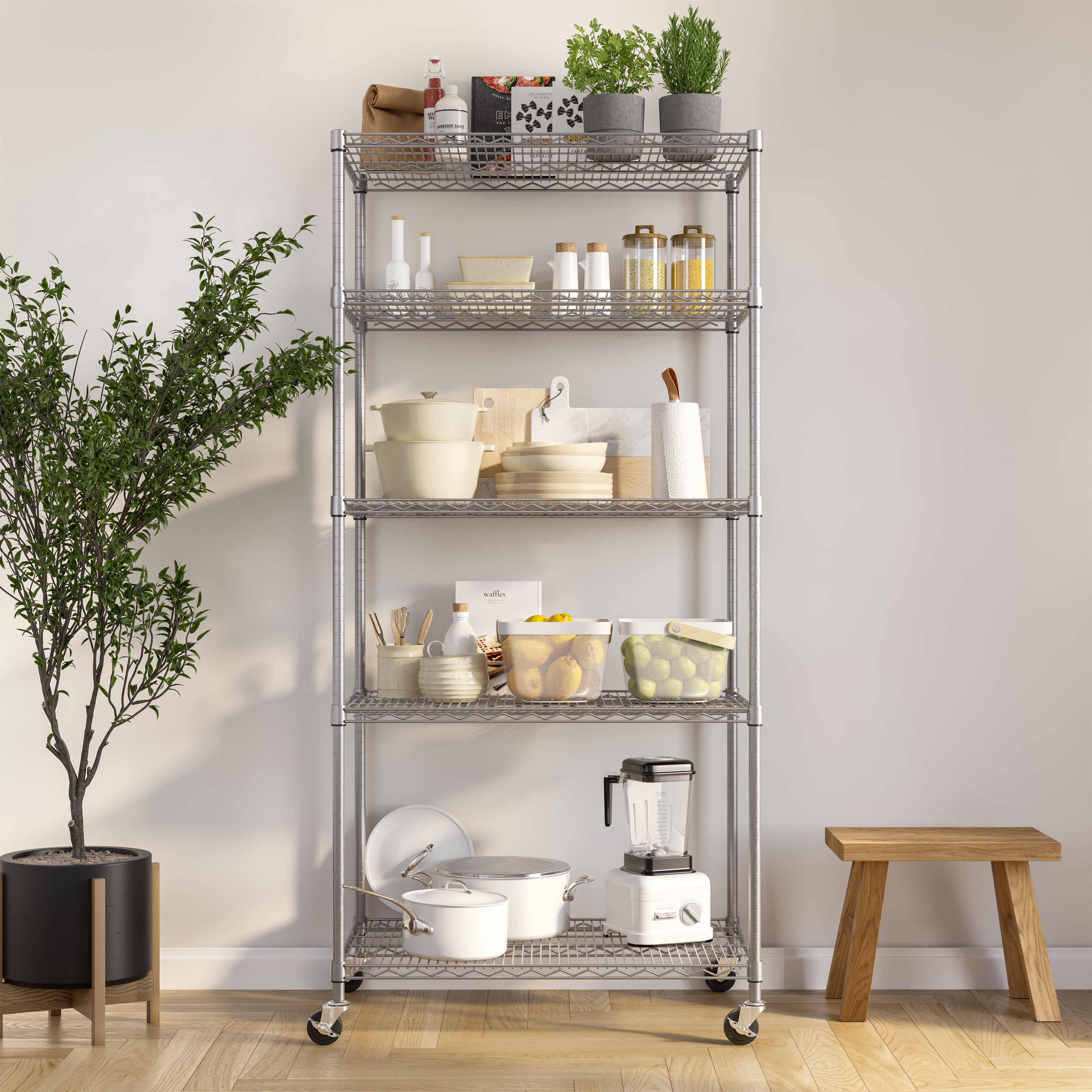Seville Classics UltraDurable® 5-Tier NSF Steel Wire Shelving, 36" W x 24" D, Plated Steel