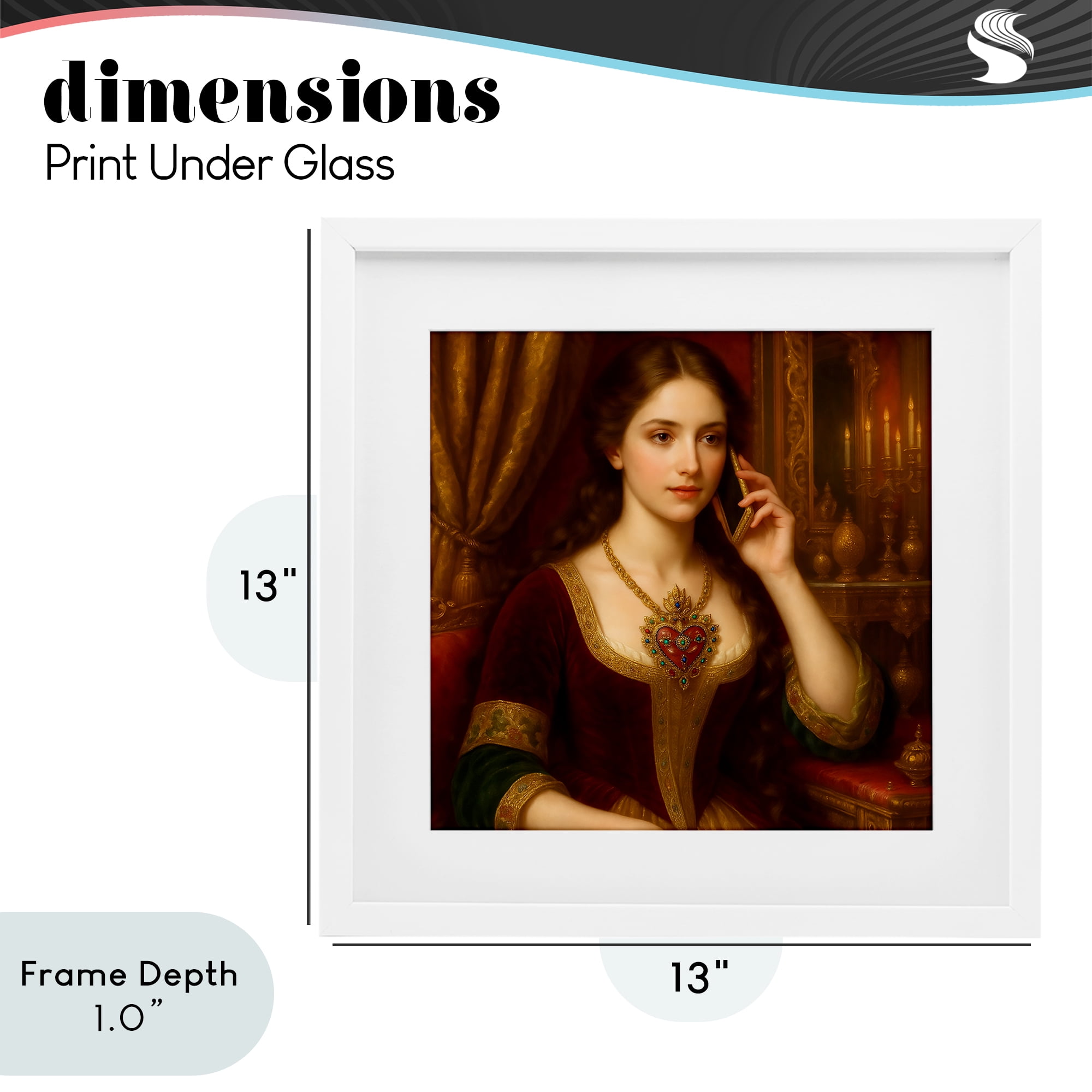 Stupell Industries Rococo Woman with Cell Phone White Framed Print Under Glass, design by Grotto Studios