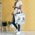 thumbnail image 4 of FORMRS Womens Canvas Tote Bag with Zipper Inner Pocket Shoulder Handbag, Ice Play, 4 of 7