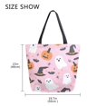 thumbnail image 5 of FORMRS Womens Canvas Tote Bag with Zipper Inner Pocket Shoulder Handbag, Pink Halloween Ghosts, 5 of 7