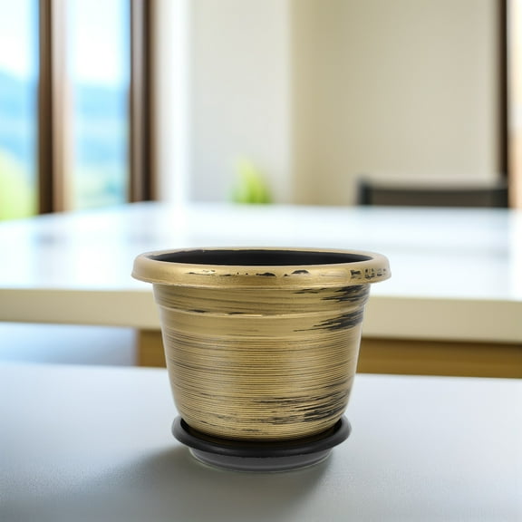 UPGRATOR 5Set Golden Round Thickened Design Flower Succulent Pots for Use 12.0*4.9*3.5in